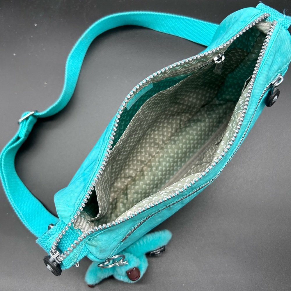 Kipling Aqua Crossbody Bag with Monkey Charm - Picture 3 of 4